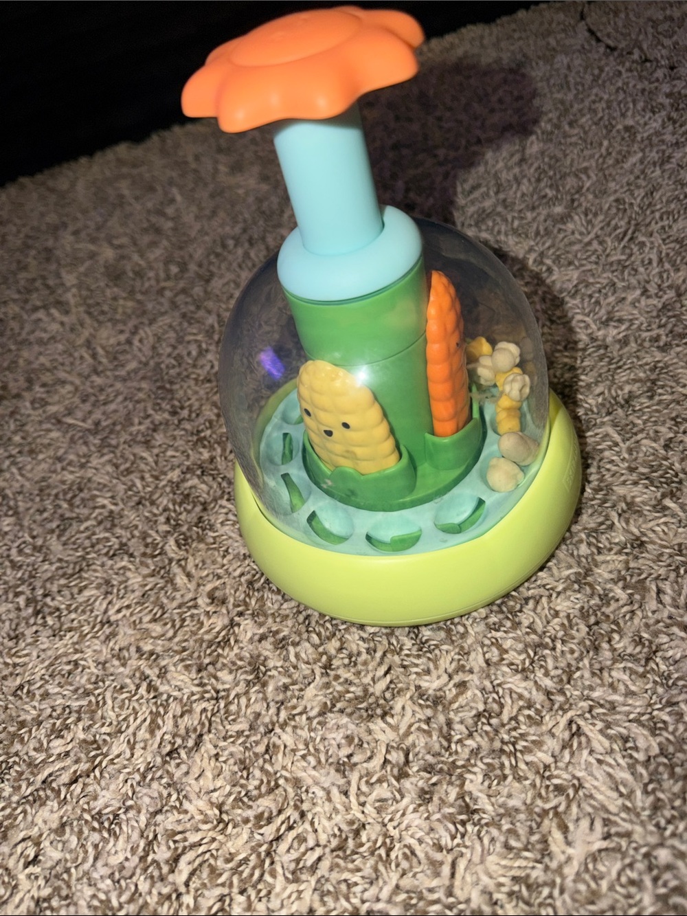Interactive Corn Popper Baby Rattle Toy - Green & Orange